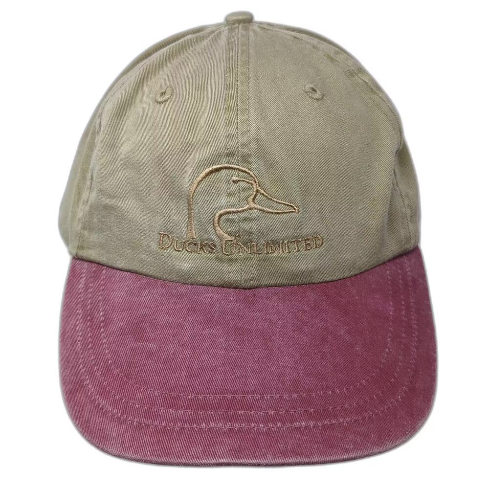 Falcon Ducks Unlimited Baseball Cap Hat Beige Red OS Embroidered Slideback